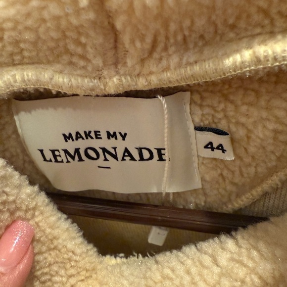 MADE MY LEMONADE ERNEST DOUDOU SWEATER BEIGE TEDDY HOODIE SIZE 44 (XL) - Picture 5 of 5
